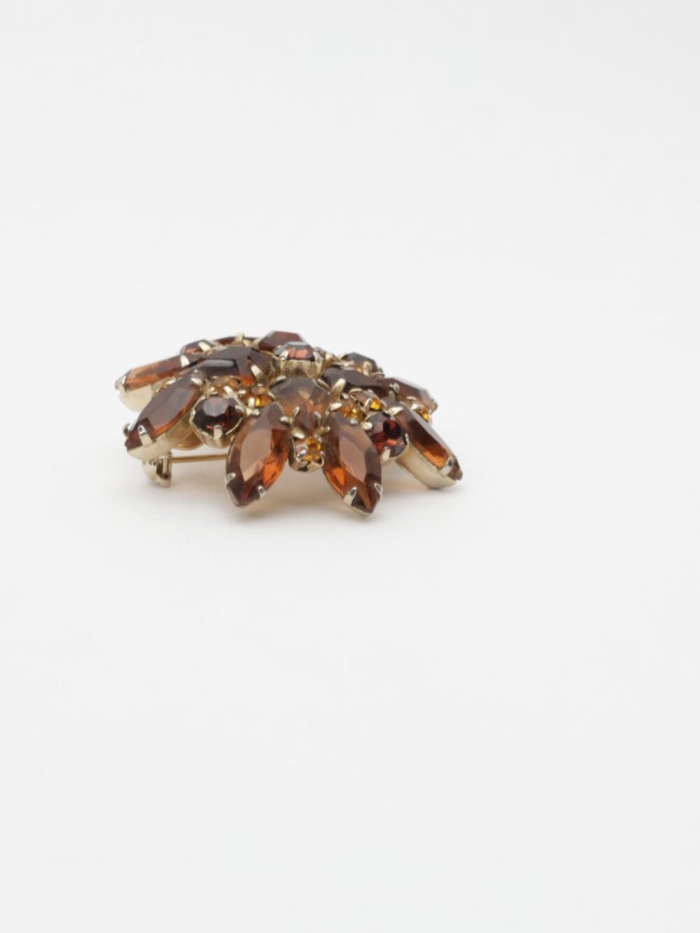 Vintage Mid-Century Rhinestone Brooch Pin – Juliana D&E Amber Stones - Picture 2 of 4